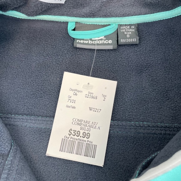 New Balance Fleece Lined Zip Jacket Teal Water Wind Resistant Women’s Small NEW - Picture 10 of 16